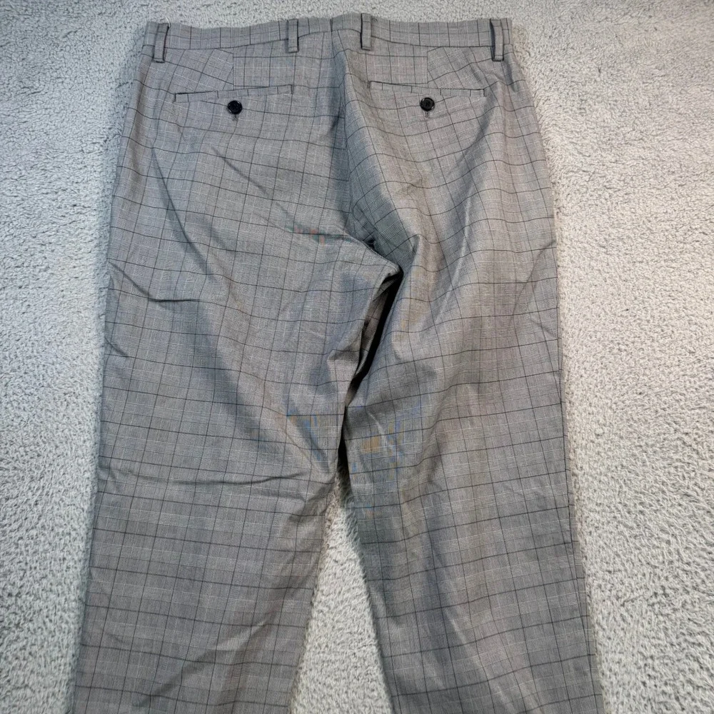 Banana Republic Slim Fit Glen Plaid Chino Pants Mens 33x33 Gray Blue Stretch